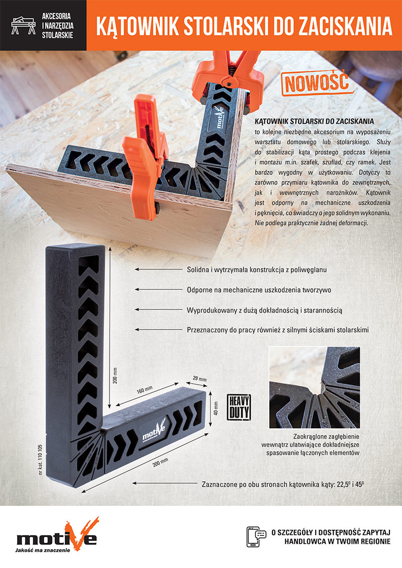 Kątownik stolarski do zaciskania