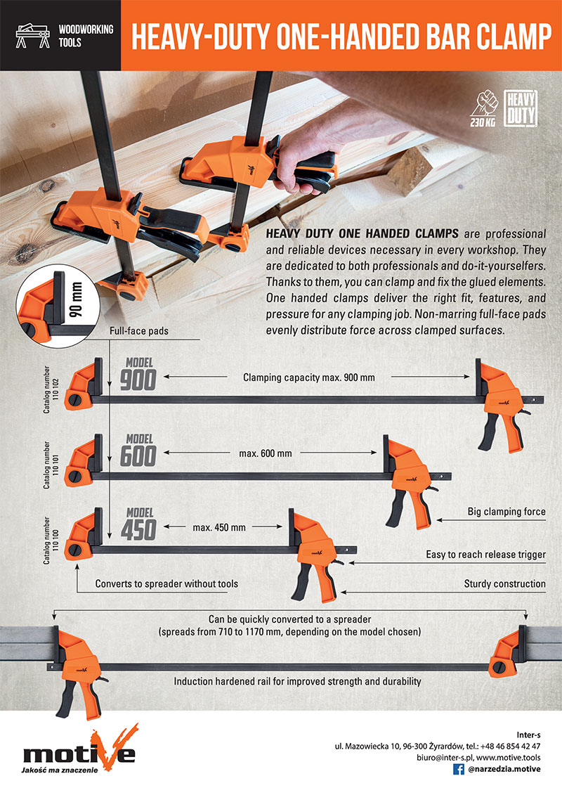 heavy-duty one-handed bar clamp