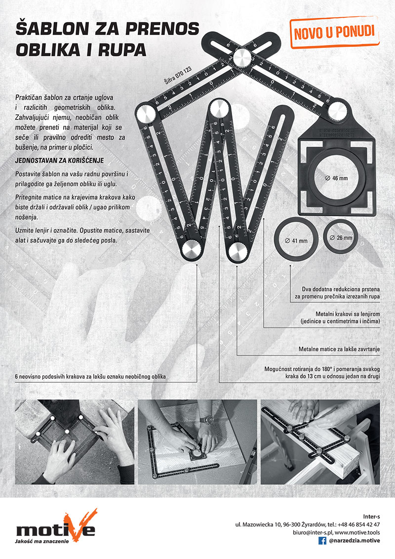 Šablon za prenos oblika i rupa 070 123