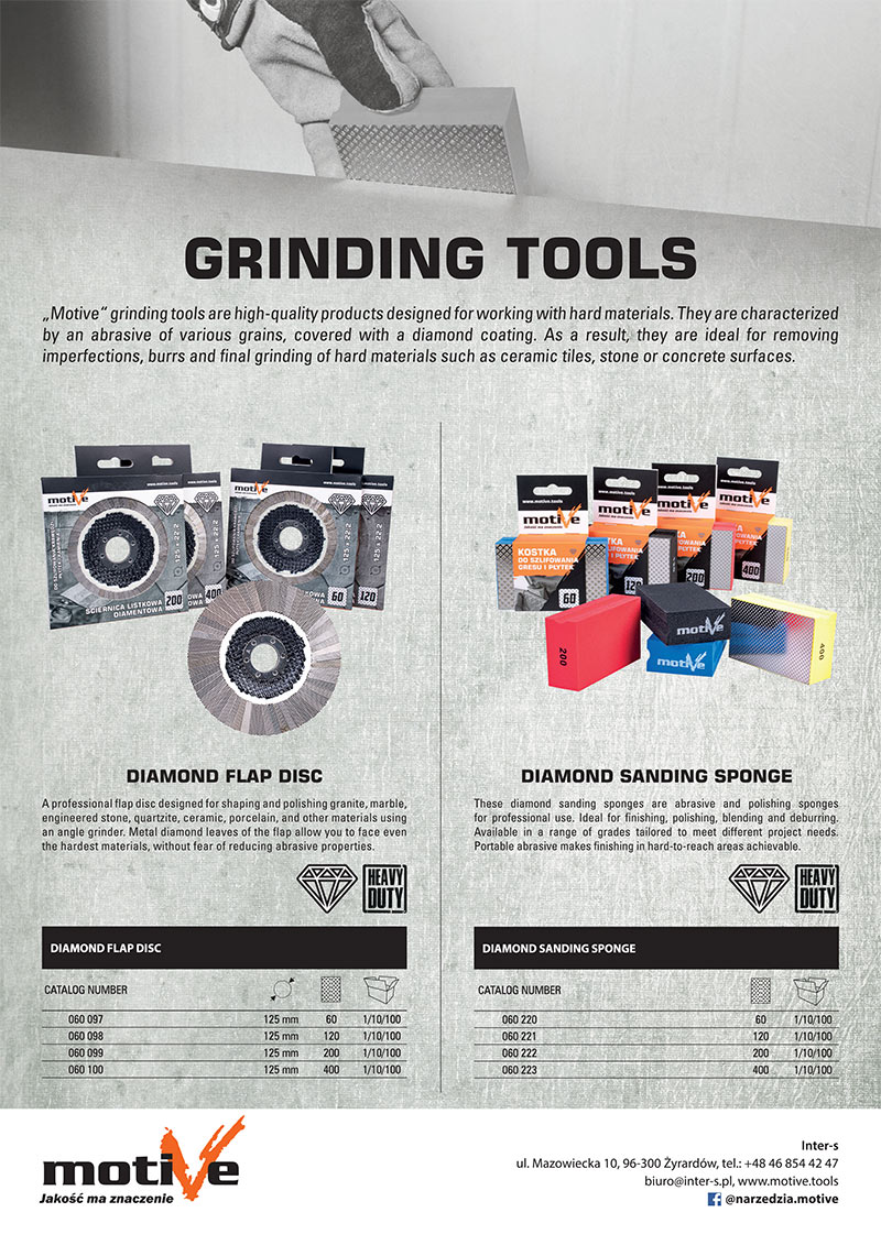 Grinding tools - diamond flap disc and diamond sanding sponge