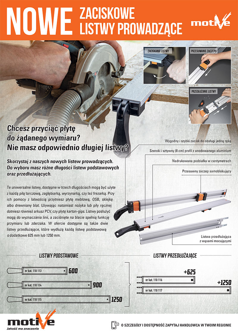 zaciskowa listwa prowadząca