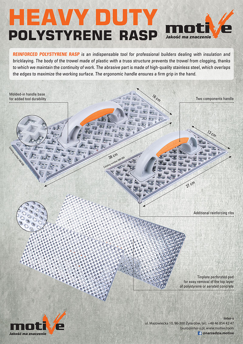Heavy duty polystyrene rasp
