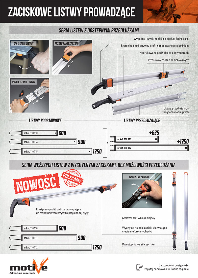 zaciskowe listwy prowadzące