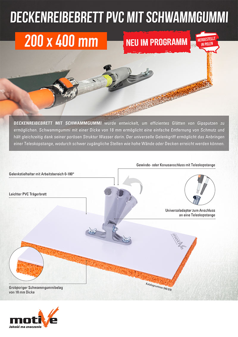 Deckenreibebrett PVC mit Schwammgummi 040 078