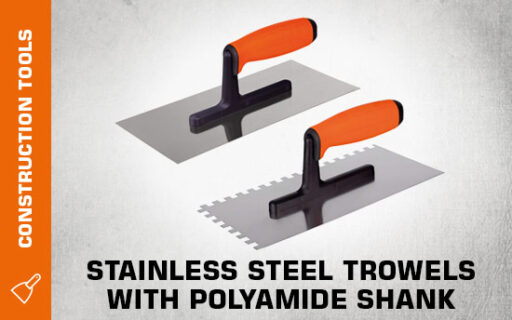 Stainless steel trowels with polyamide shank