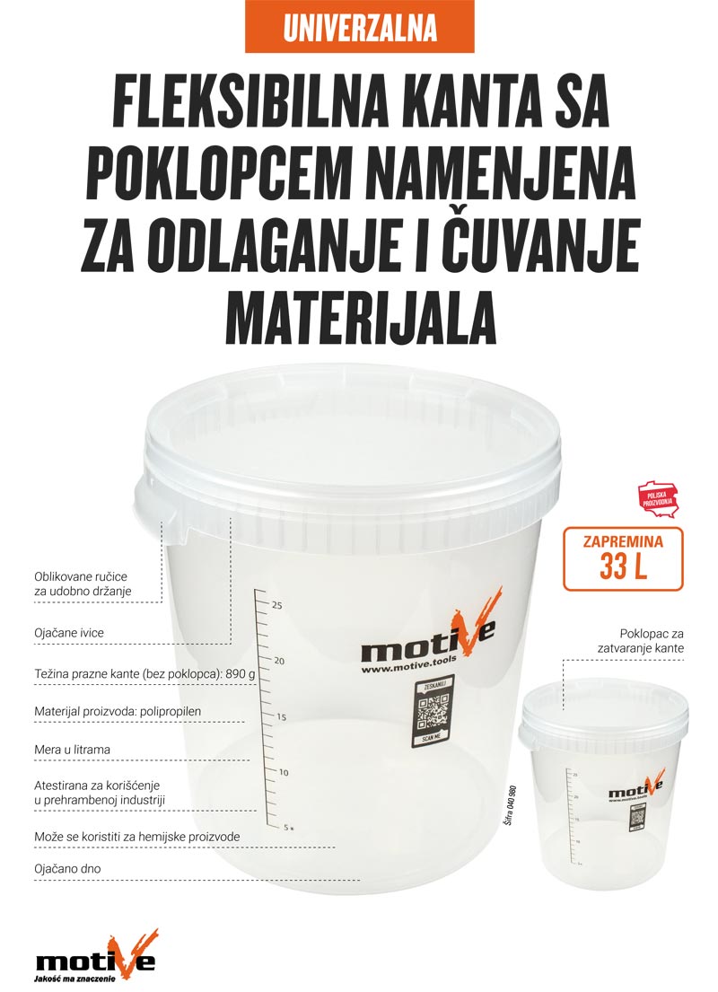 Fleksibilna kanta sa poklopcem namenjena za odlaganje i čuvanje materijala