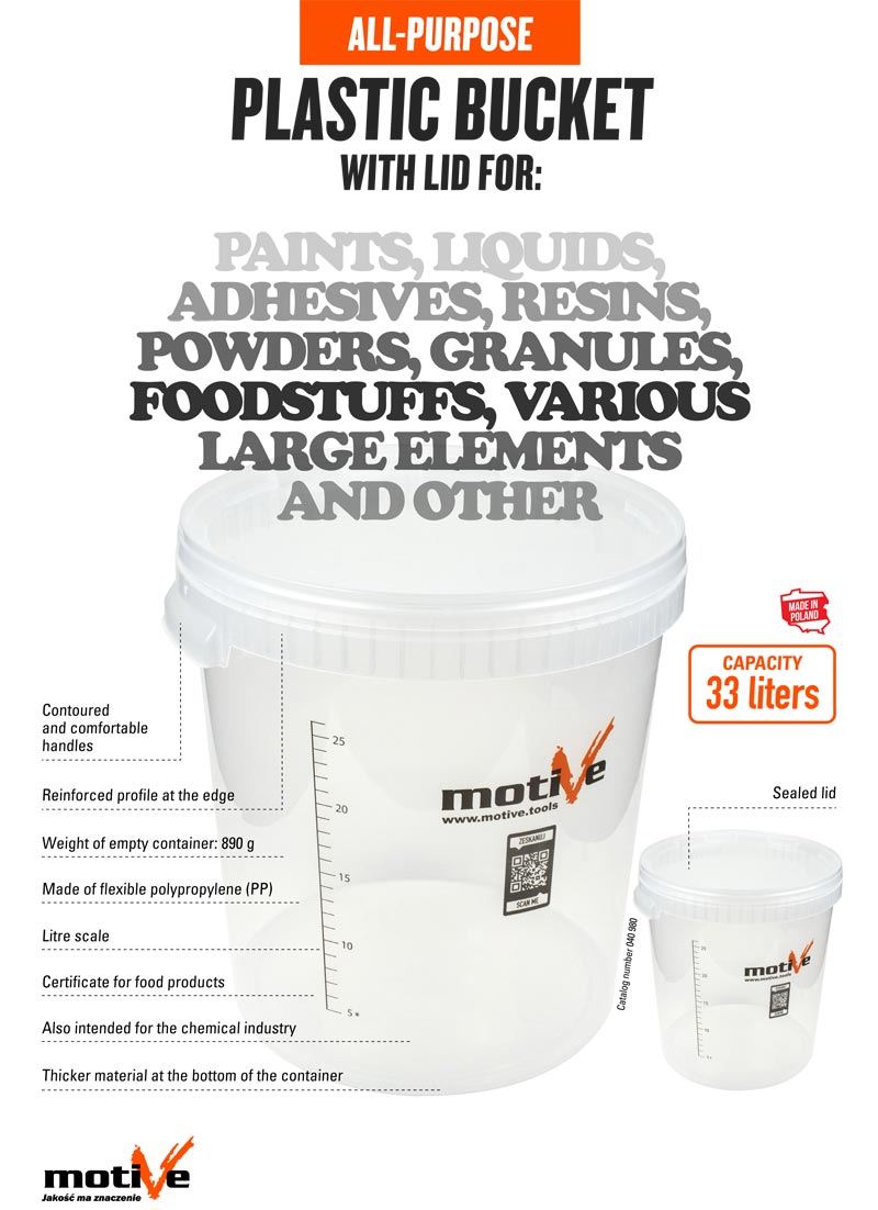 All-purpose plastic bucket with lid