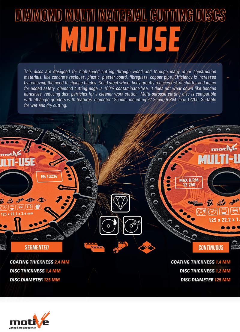 Diamond multi material cutting discs