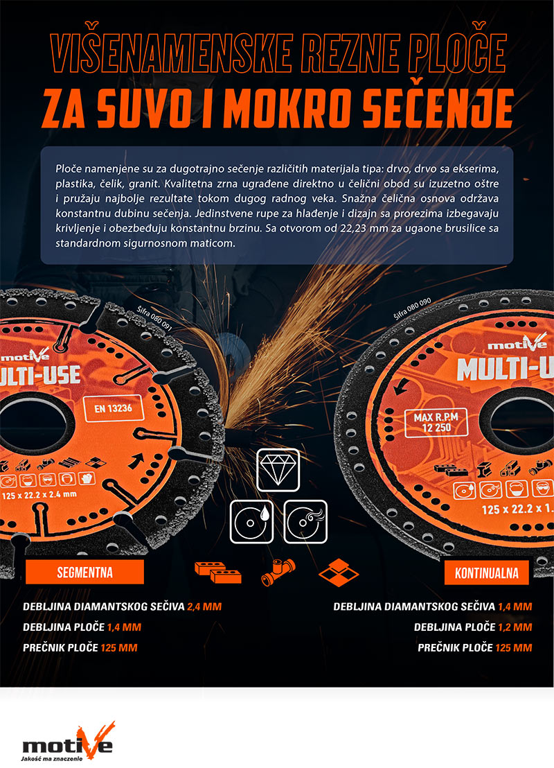 Višenamenske rezne ploče za suvo i mokro sečenje
