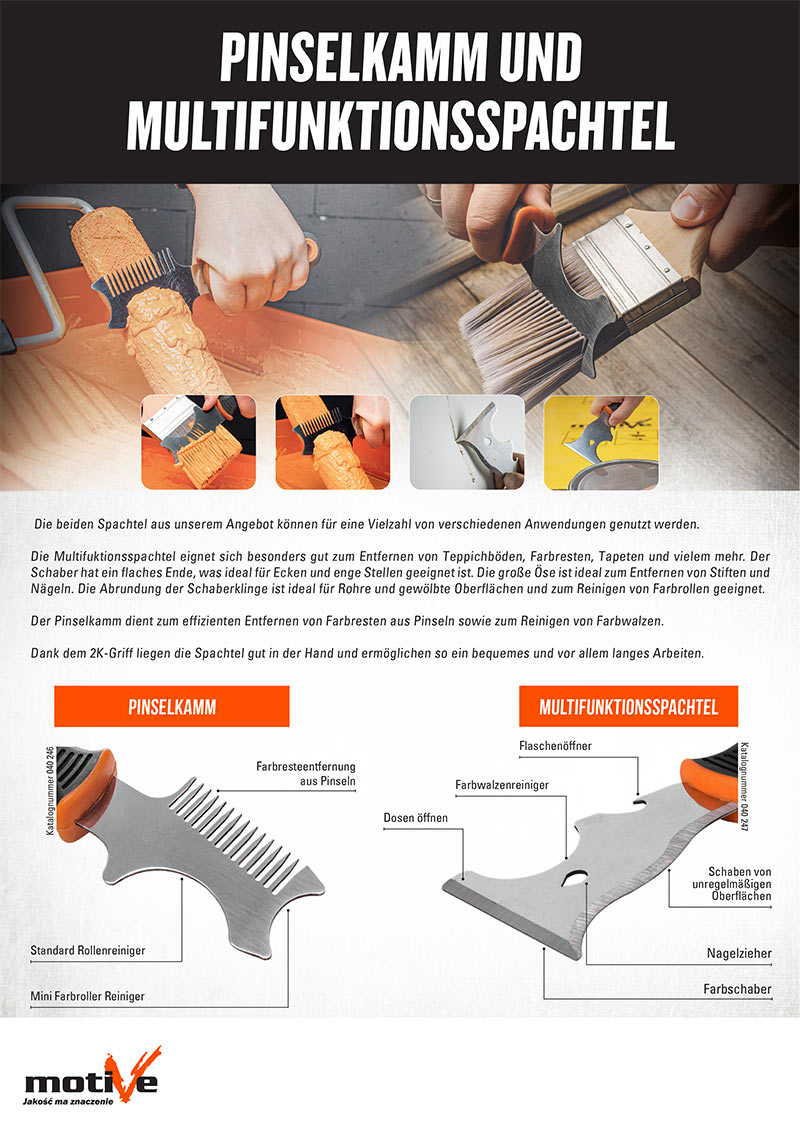 Pinselkamm und Multifunktionsspachtel