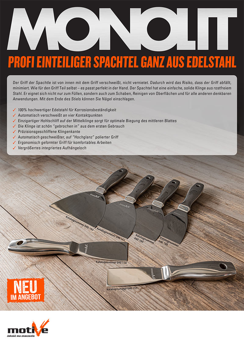 Profi Einteiliger Spachtel ganz aus Edelstahl