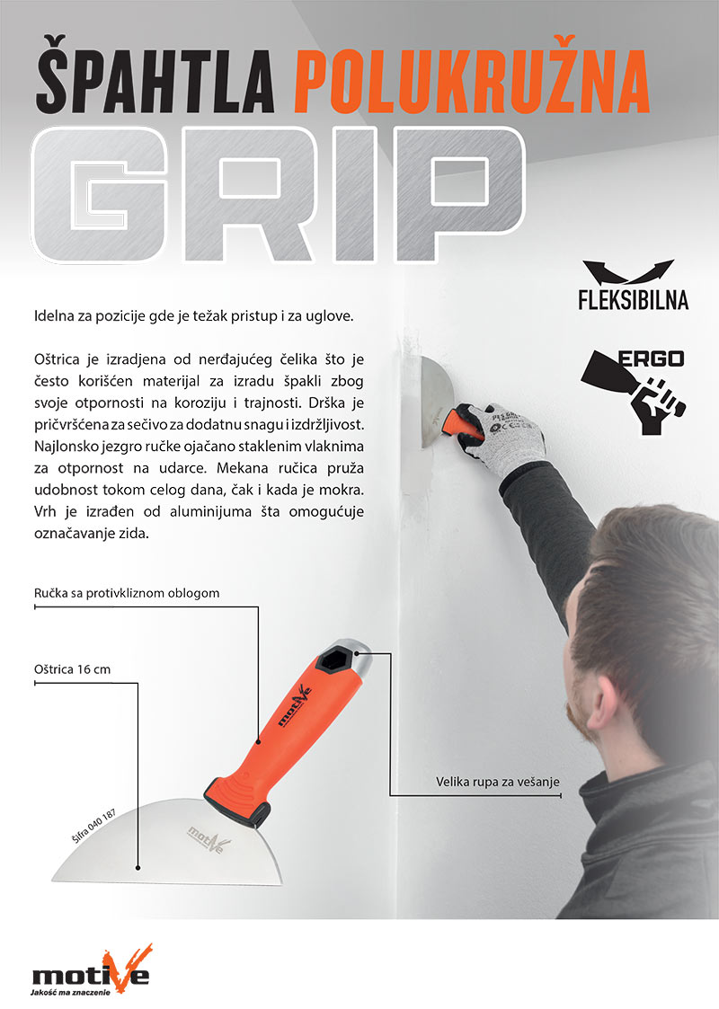 Špahtla polukružna Grip