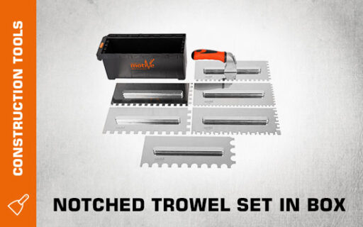 Notched trowel set in box